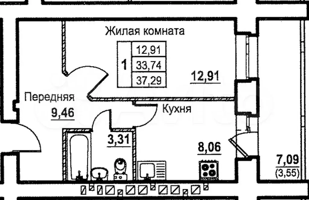 1-к. квартира, 37,3 м, 15/18 эт. - Фото 0