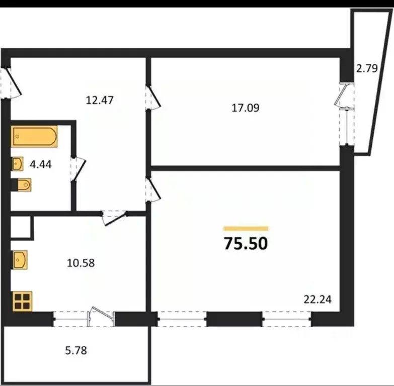 2-к кв. Самарская область, Самара проезд 4-й, 8А (76.6 м) - Фото 2