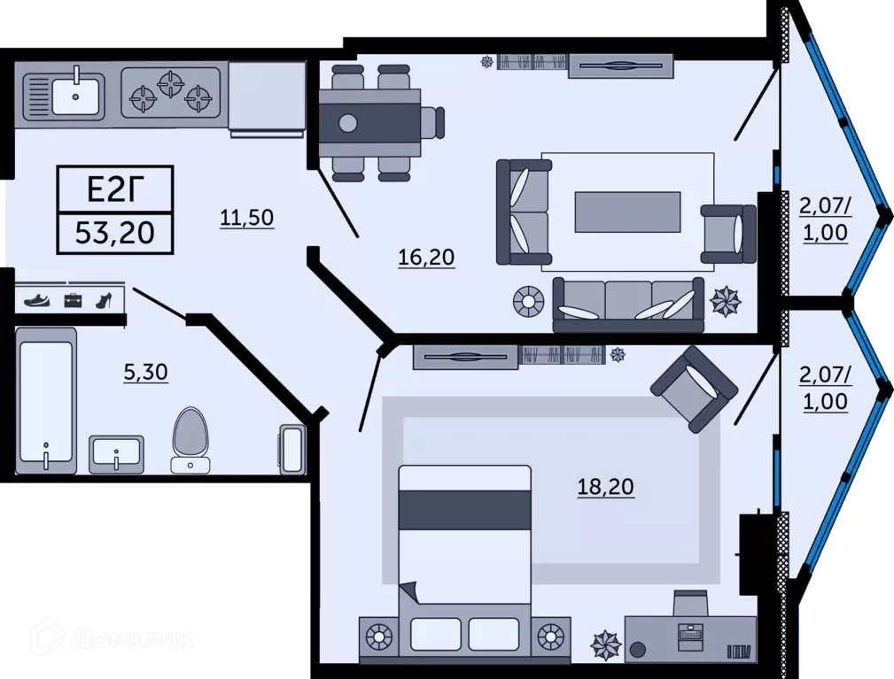 Продаётся 2-к квартира, 53.1 м - Фото 0