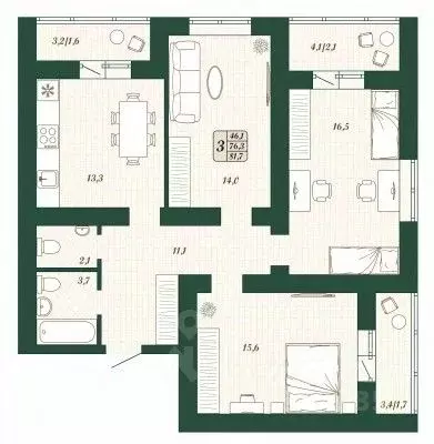 3-к кв. Самарская область, Волжский район, Смышляевка городское ... - Фото 1