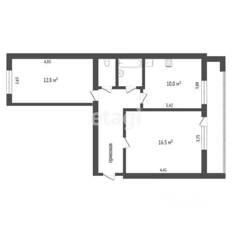 2-к кв. Вологодская область, Вологда ул. Герцена, 116 (52.1 м) - Фото 2