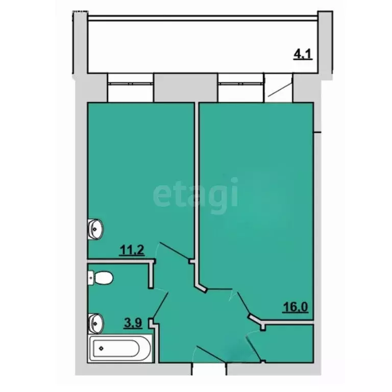 1-комнатная квартира: Абакан, улица Чертыгашева, 197Вк2 (37.6 м) - Фото 1