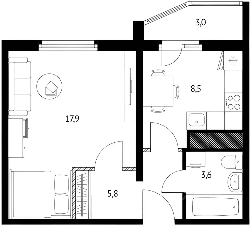 1-к кв. Ростовская область, Ростов-на-Дону ул. Ткачева, 40с1 (50.0 м) - Фото 2