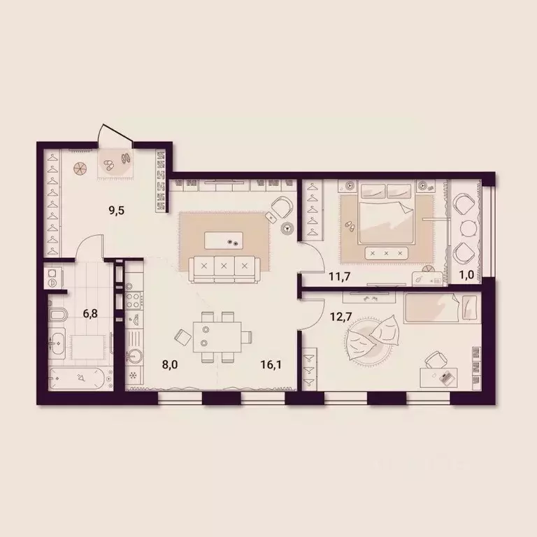 2-к кв. Приморский край, Артем ул. Куйбышева, 11А (65.75 м) - Фото 1