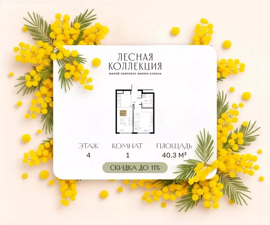1-комнатная квартира: Химки, ЖК Лесная Коллекция, к4 (40.3 м) - Фото 1
