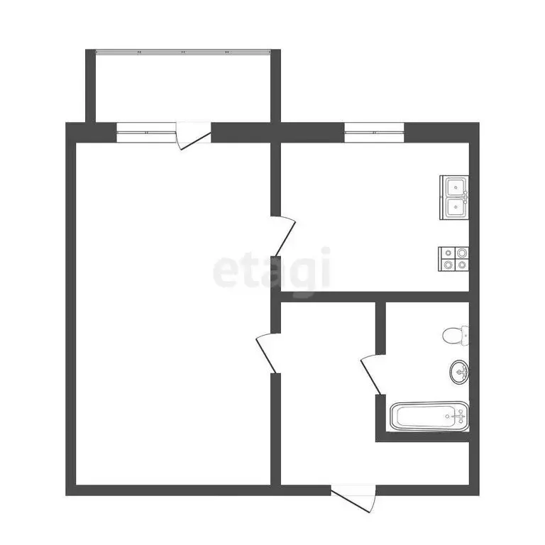 1-комнатная квартира: Тюмень, улица Пермякова, 2 (29.2 м) - Фото 1