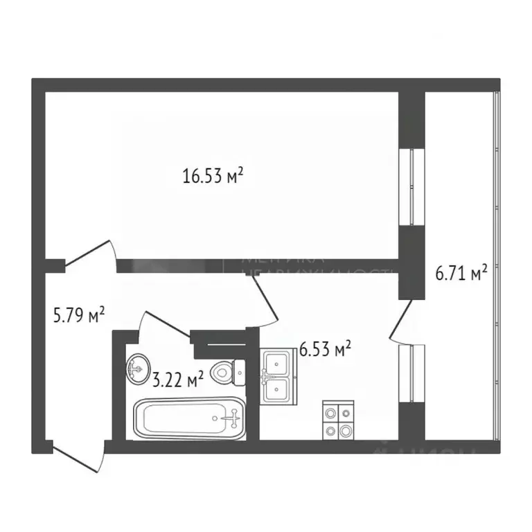 1-к кв. Тюменская область, Тюмень ул. Алматинская, 12 (32.0 м) - Фото 1