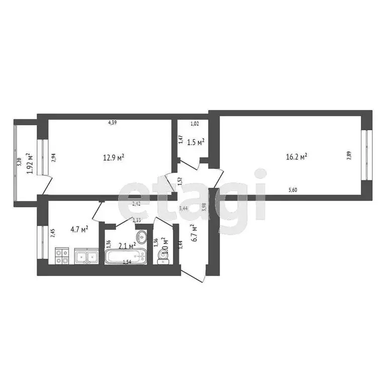 2-комнатная квартира: Калининград, улица Маршала Борзова, 70 (46 м) - Фото 0