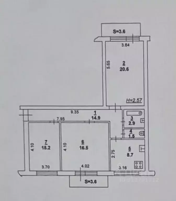 3-к кв. Ростовская область, Ростов-на-Дону Беломорский пер., 18 (85.0 ... - Фото 0