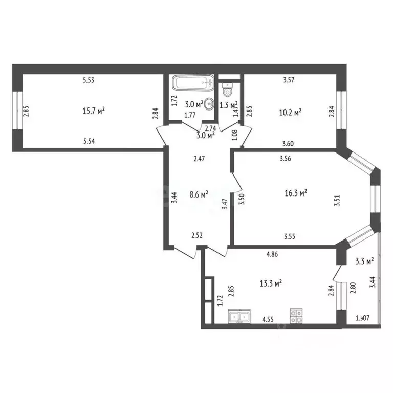 3-к кв. Орловская область, Орел бул. Молодежи, 14 (71.4 м) - Фото 2