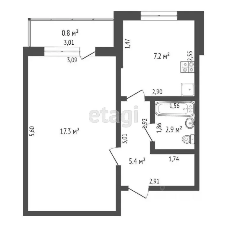 1-к кв. Забайкальский край, Чита 1-й мкр, 19А (32.7 м) - Фото 2