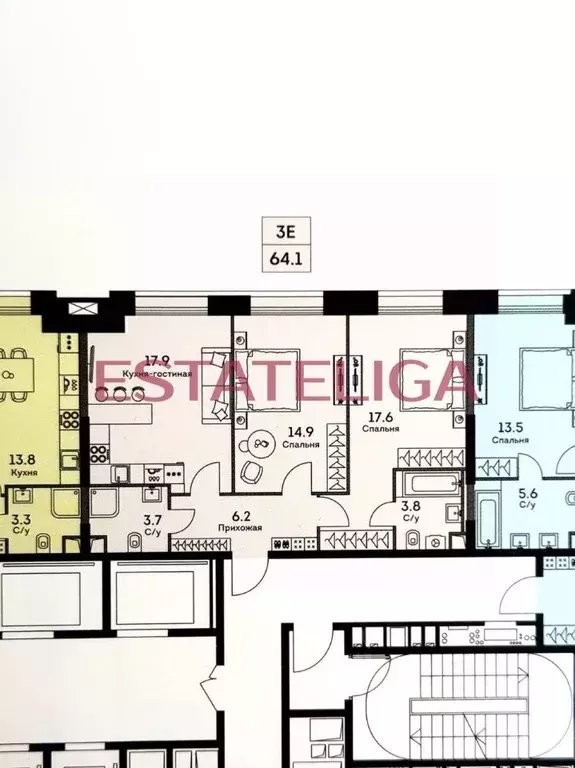3-к кв. Москва ул. Архитектора Власова, 71к2 (64.1 м) - Фото 2