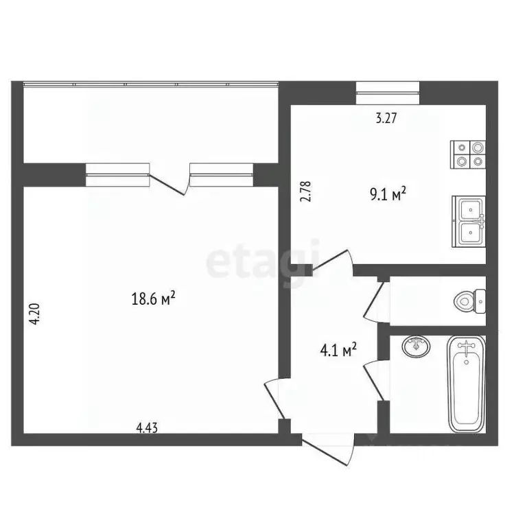 1-к кв. Ямало-Ненецкий АО, Ноябрьск ул. Ленина, 88В (36.0 м) - Фото 1