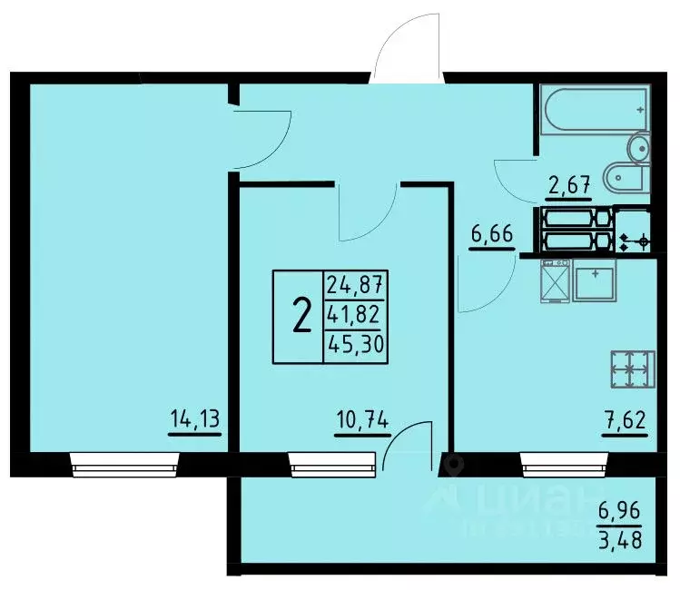 2-к кв. Пермский край, Пермь ул. Танцорова, 96 (45.3 м) - Фото 1