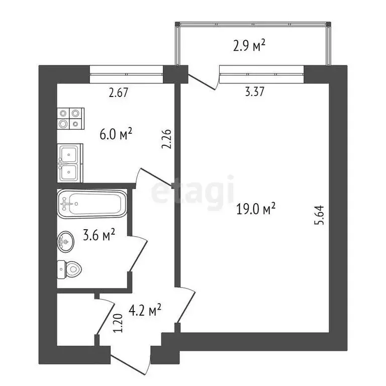 1-комнатная квартира: Малоярославец, улица Григория Соколова, 42 (33.5 ... - Фото 0