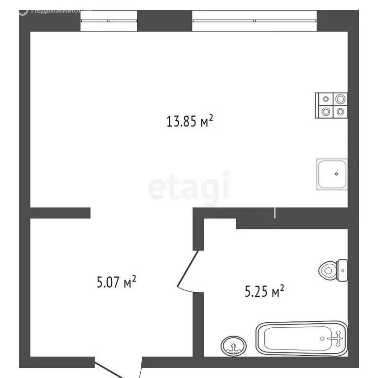 Квартира-студия: Тюмень, Ставропольская улица, 95 (26.2 м) - Фото 0