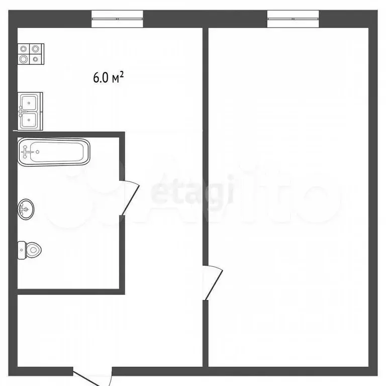 1-к. квартира, 29 м, 5/5 эт. - Фото 0