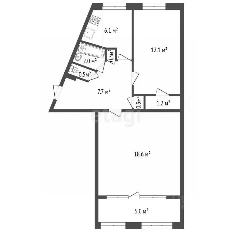 2-к кв. Севастополь просп. Октябрьской Революции, 57 (51.6 м) - Фото 2