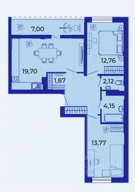2-к кв. Брянская область, Брянск ул. Имени О.С. Визнюка, 18 (70.7 м) - Фото 1