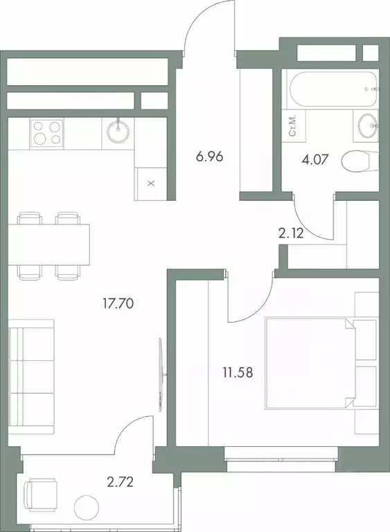 1-к кв. Ханты-Мансийский АО, Сургут ул. Крылова (45.15 м) - Фото 0