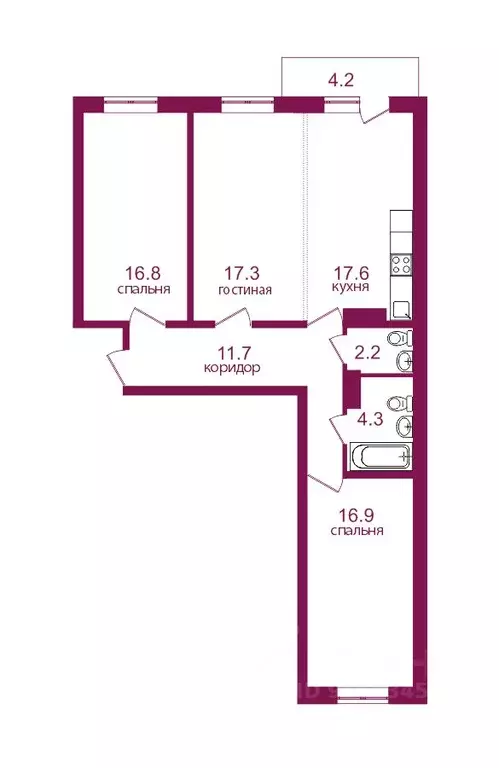 3-к кв. Иркутская область, Иркутск Топкинский мкр, 69 (91.0 м) - Фото 1