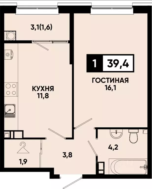 1-к кв. Ставропольский край, Кисловодск Моя Легенда жилой комплекс ... - Фото 1