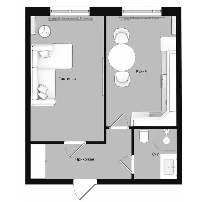 1-комнатная квартира: Дербент, ЖК Аль-Бейт Парк (35.78 м) - Фото 1