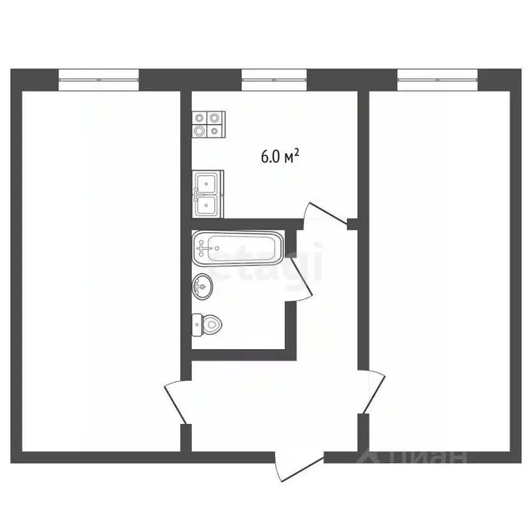 2-к кв. Забайкальский край, Чита ул. Кастринская, 4 (43.7 м) - Фото 1
