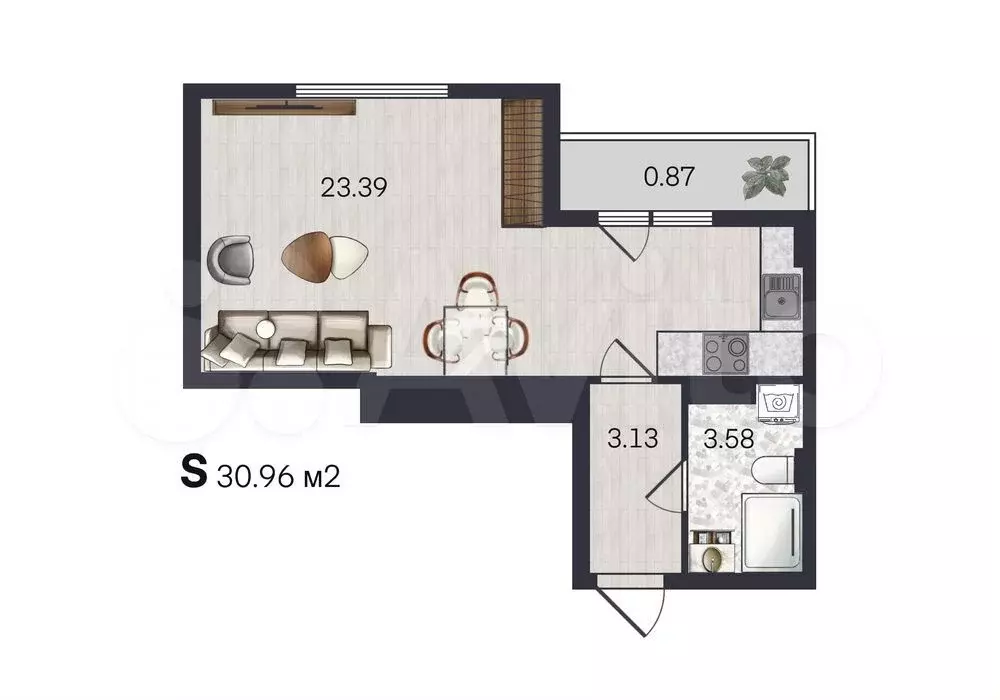 Квартира-студия, 31 м, 3/10 эт. - Фото 0
