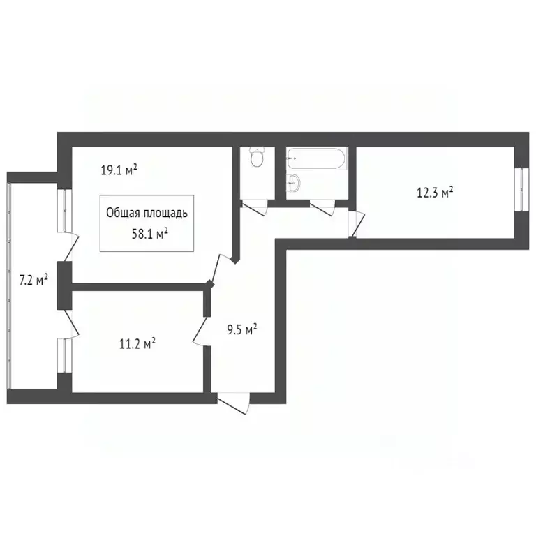 2-к кв. Томская область, Томск тракт Иркутский, 185/2 (58.4 м) - Фото 0