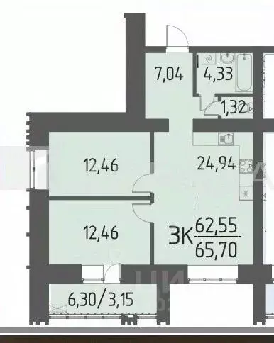 3-к кв. Томская область, Томский район, д. Кисловка, Северный мкр ул. ... - Фото 2