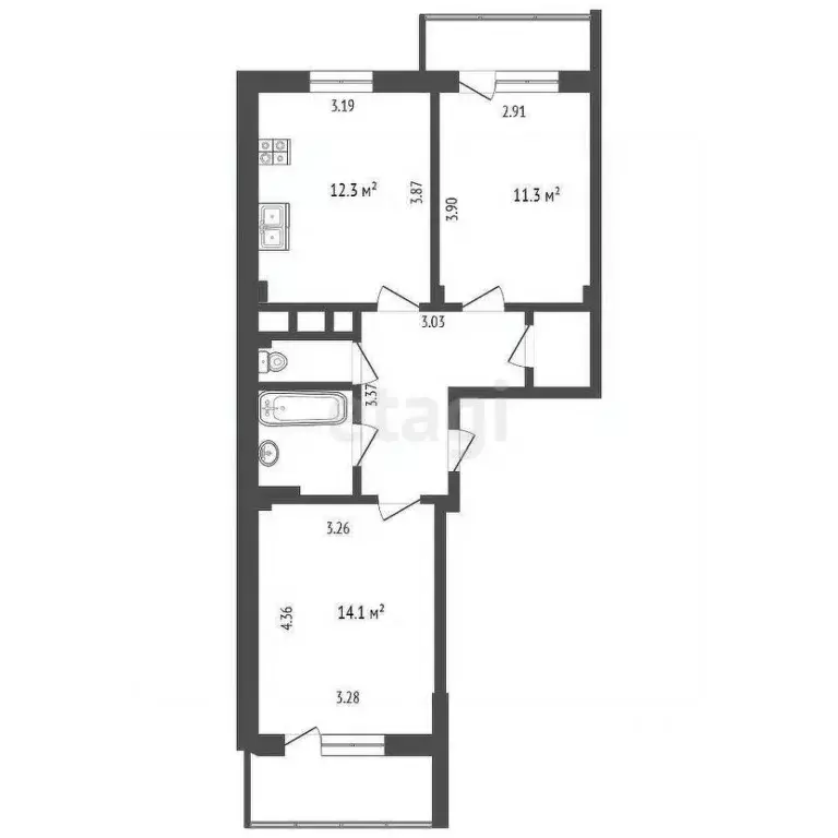 2-к кв. Белгородская область, Белгородский район, Дубовское с/пос, ... - Фото 2