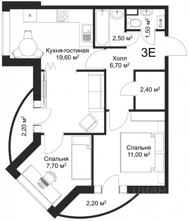 2-к кв. Новгородская область, Великий Новгород Рахманинов жилой ... - Фото 1