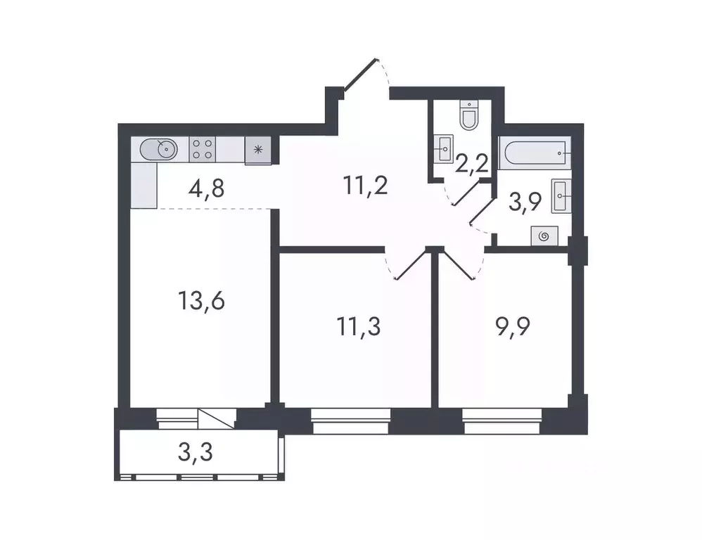 3-к кв. Кировская область, Киров ул. Чистопрудненская, 13 (60.2 м) - Фото 1
