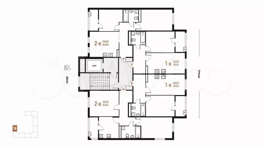 1-к. квартира, 47,1 м, 6/7 эт. - Фото 1