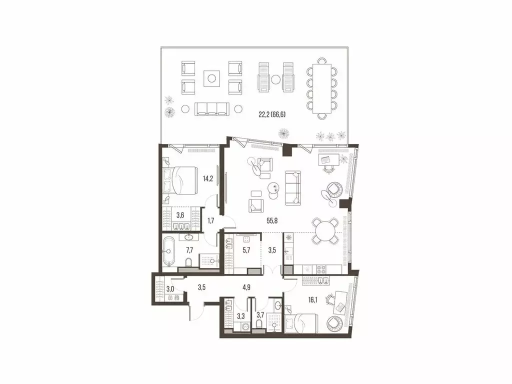 3-комнатная квартира: Москва, Летниковская улица, 11к1 (148.9 м) - Фото 1