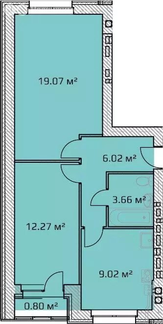 2-комнатная квартира: Крутые Выселки, Лучезарная улица, 4 (50.84 м) - Фото 1