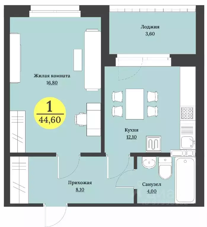 1-к кв. Ставропольский край, Ставрополь Лесная ул., 204 (44.6 м) - Фото 1