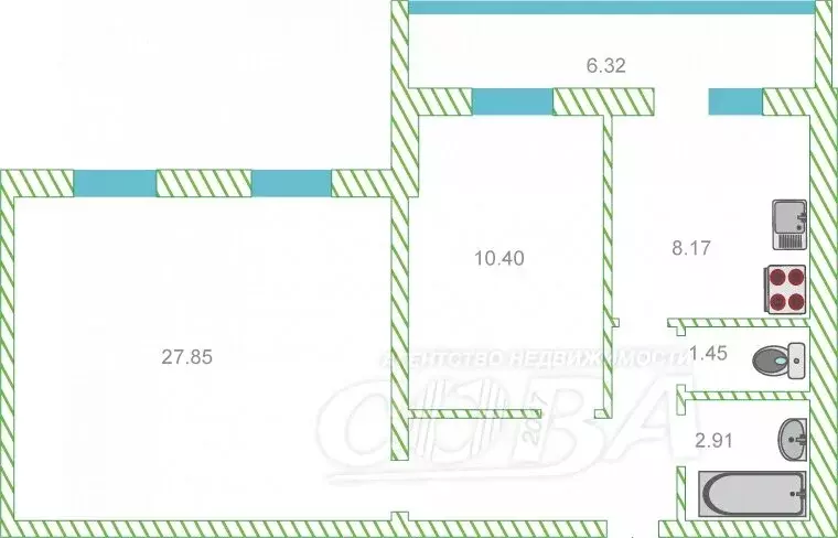 2-комнатная квартира: Тюмень, улица Судостроителей, 71 (54 м) - Фото 1