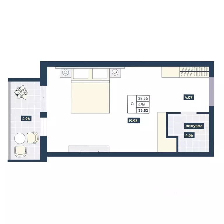 Студия Краснодарский край, Анапа Лучи жилой комплекс (33.52 м) - Фото 1