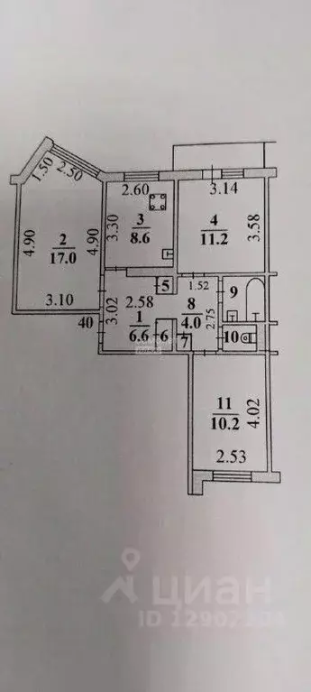 3-к кв. Липецкая область, Липецк ул. Водопьянова, 29 (62.3 м) - Фото 2