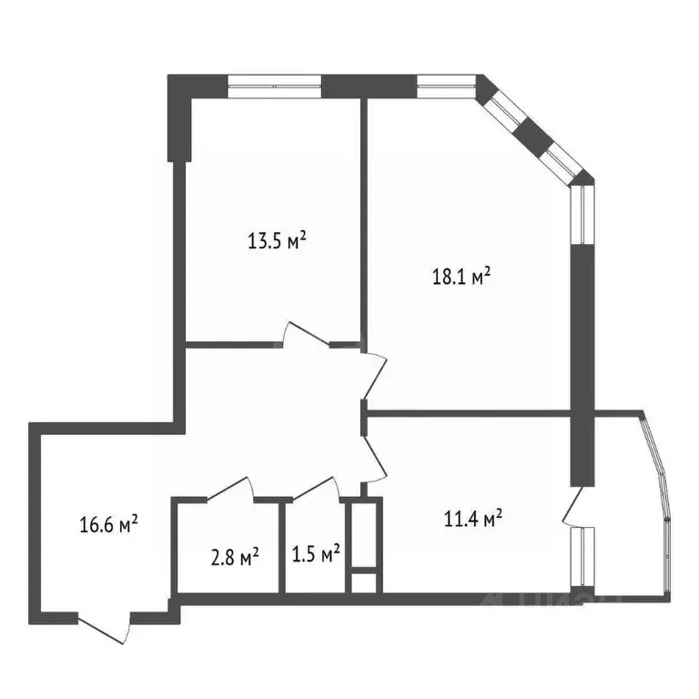 2-к кв. Калужская область, Обнинск ул. Усачева, 17 (63.9 м) - Фото 2