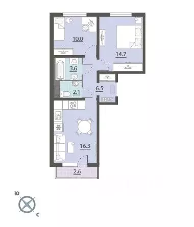 2-к кв. Свердловская область, Екатеринбург Широкая Речка мкр, Меридиан ... - Фото 2