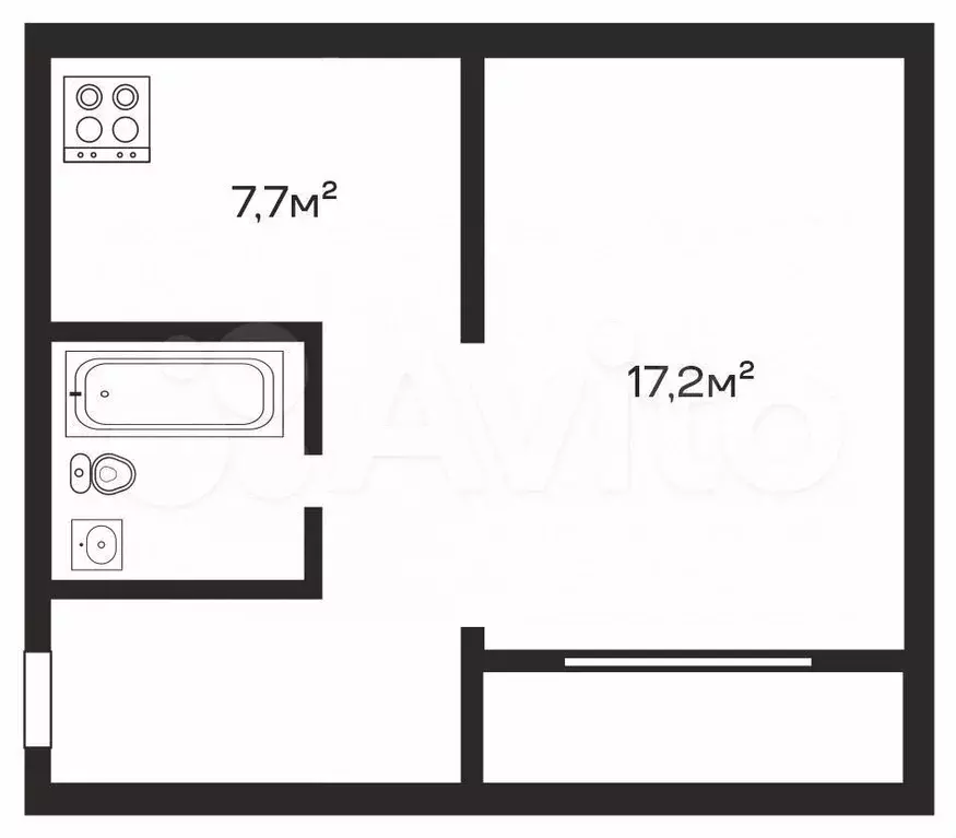 1-к. квартира, 31,7 м, 5/5 эт. - Фото 0
