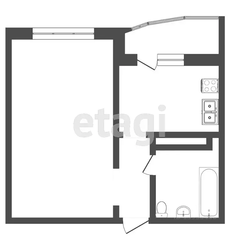 1-к кв. Тюменская область, Тюмень Кремлевская ул., 110к1 (43.0 м) - Фото 1