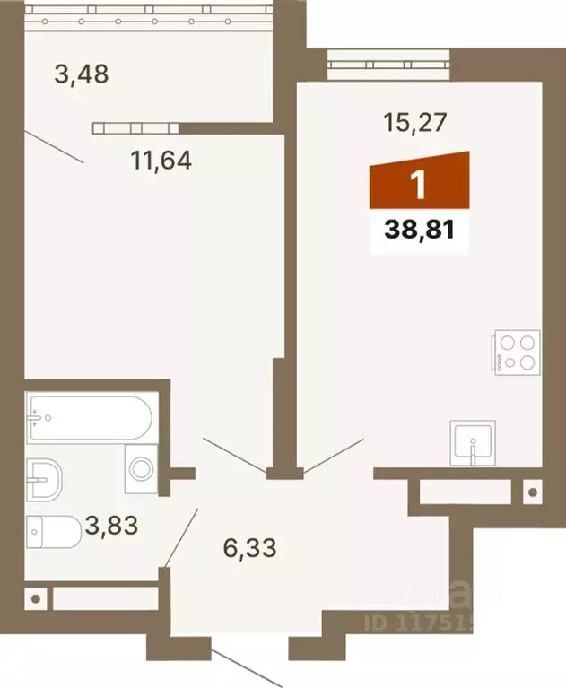 1-к кв. Свердловская область, Екатеринбург ул. Волгоградская, 197к2 ... - Фото 1