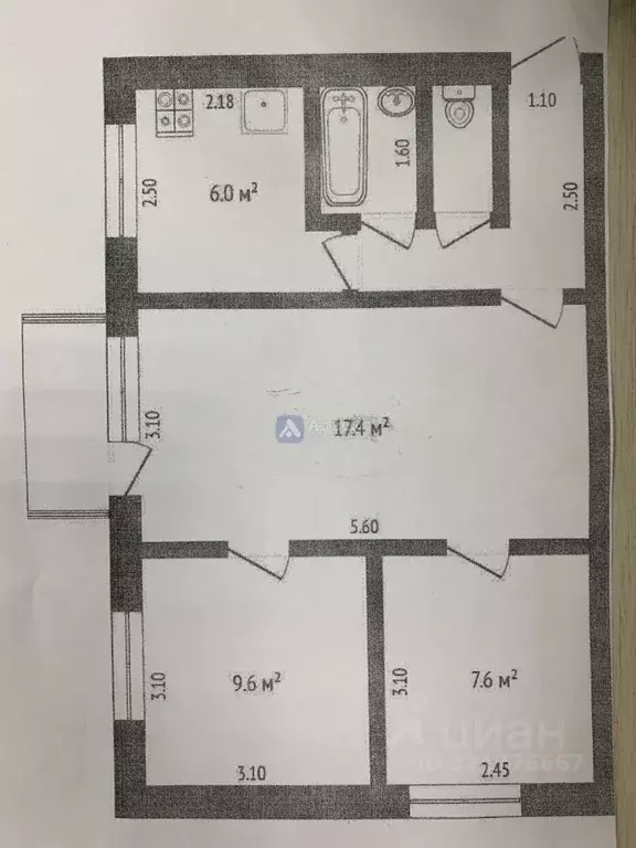 3-к кв. Тюменская область, Тюмень проезд Геологоразведчиков, 36 (48.2 ... - Фото 2