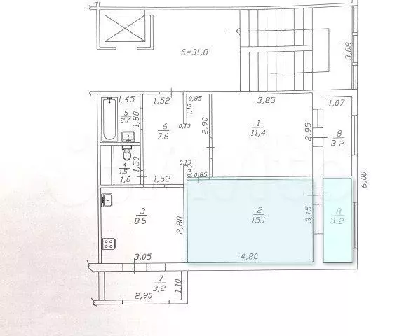 Доля в 2-к. квартире, 46,8 м, 2/9 эт. - Фото 0