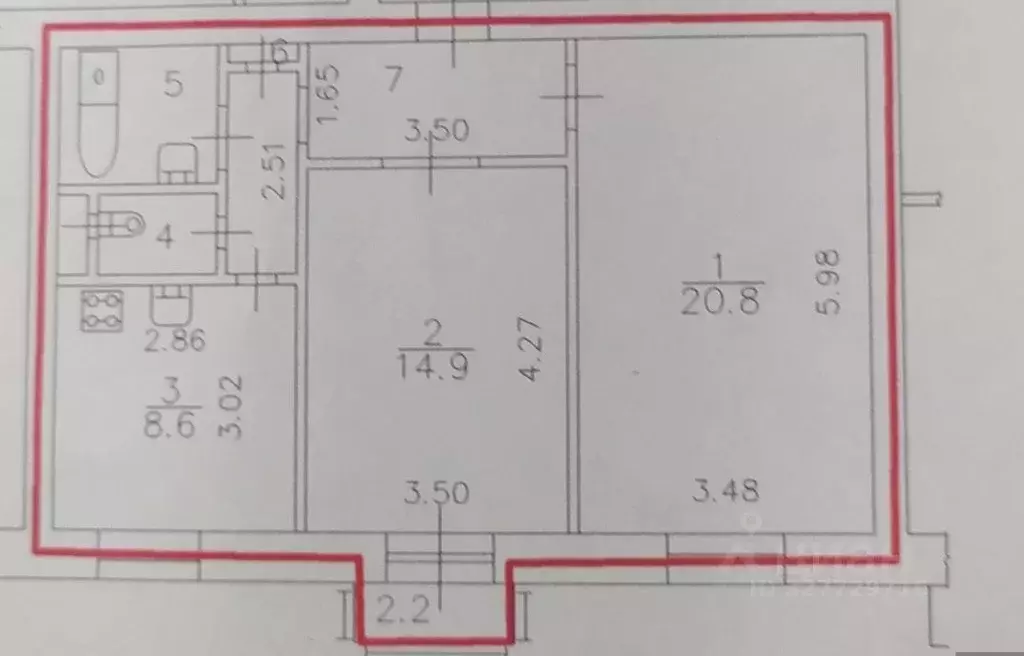 2-к кв. Санкт-Петербург ул. Возрождения, 19/38 (56.8 м) - Фото 1