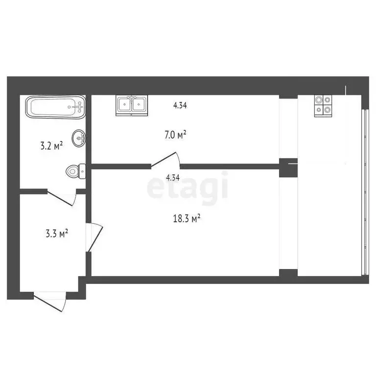 Квартира-студия: Ростов-на-Дону, 2-я Баррикадная улица, 4 (33.5 м) - Фото 1
